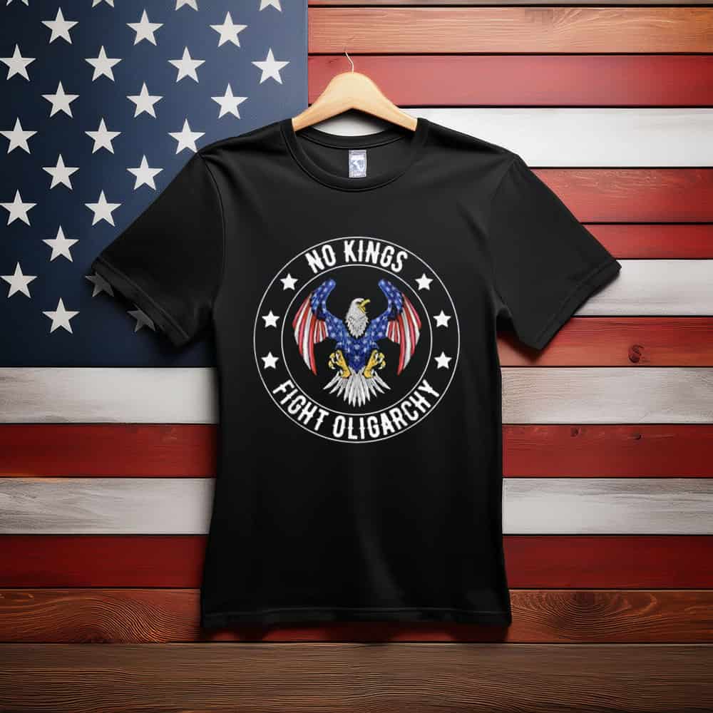 Vintage No Kings Fight Oligarchy America Flag Funny T-Shirt