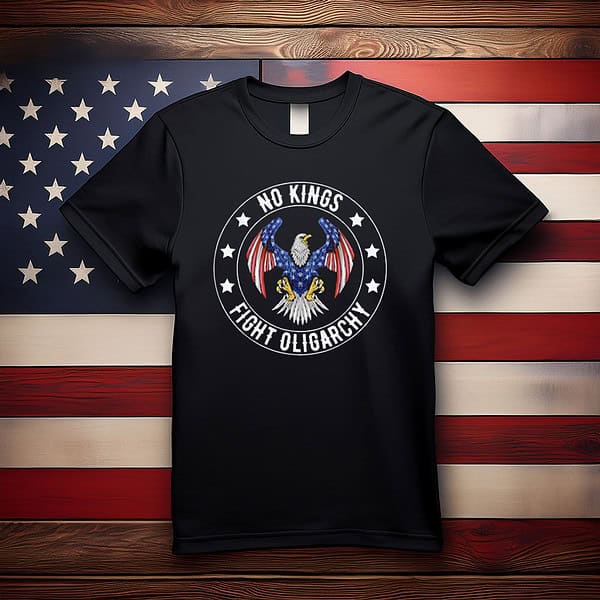 Vintage No Kings Fight Oligarchy America Flag Funny T-Shirt
