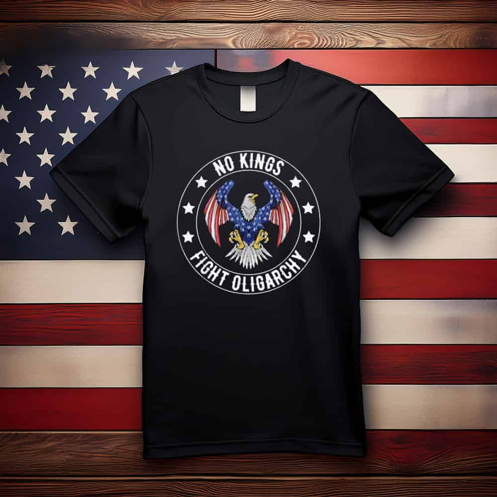 Vintage No Kings Fight Oligarchy America Flag Funny T-Shirt