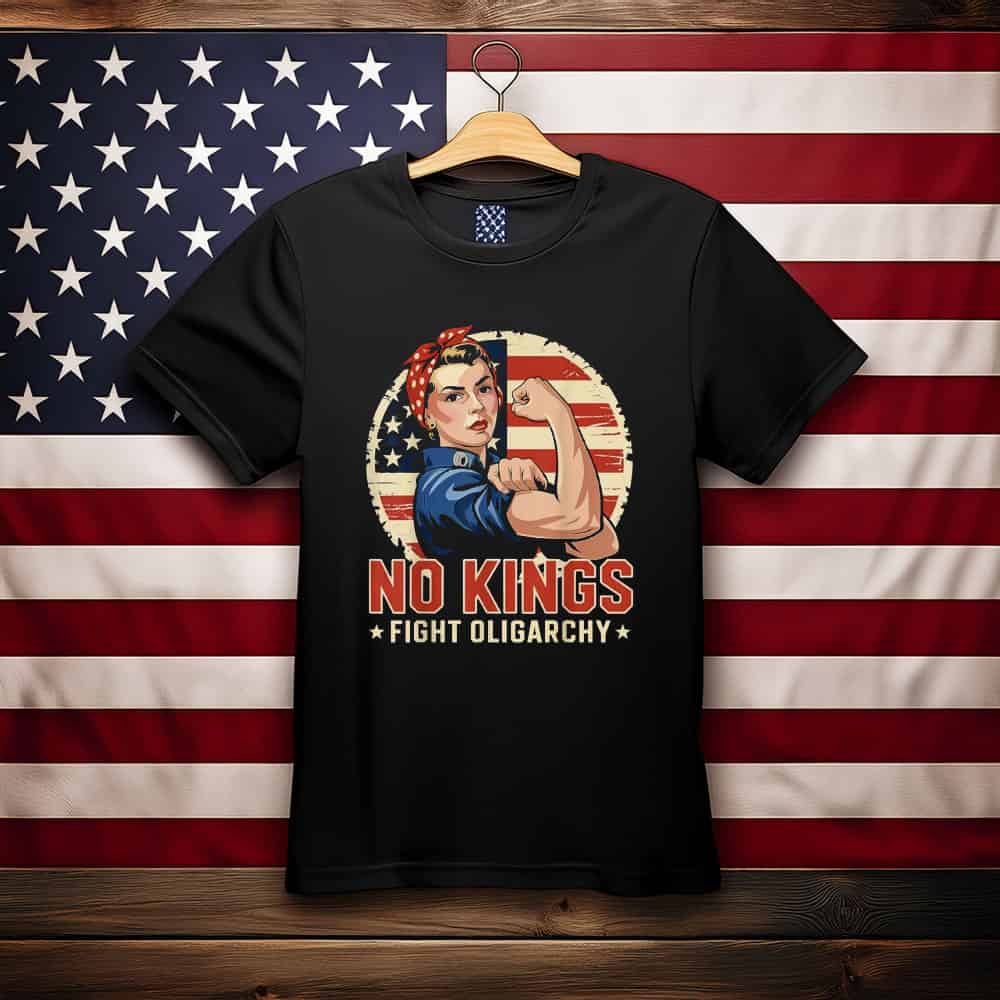 Vintage No Kings Fight Oligarchy America Flag Women Girls T-Shirt