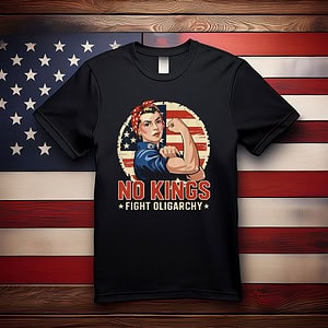 Vintage No Kings Fight Oligarchy America Flag Women Girls T-Shirt