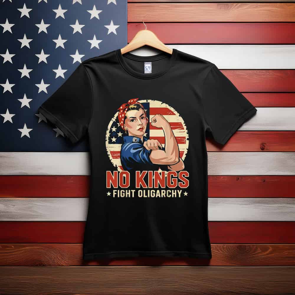 Vintage No Kings Fight Oligarchy America Flag Women Girls T-Shirt
