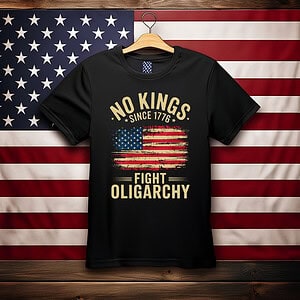 No Kings in America Since 1776 Fight Oligarchy T-Shirt