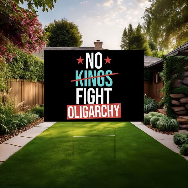 No Kings Fight Oligarchy Yard Sign