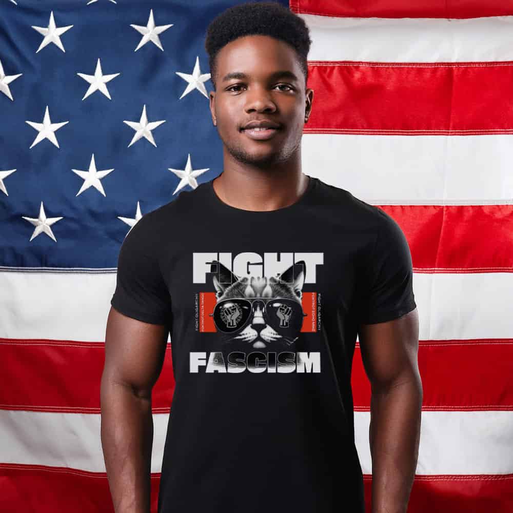 Fight Fascism Cat T-Shirt Anti-Oligarchy Protest Tee