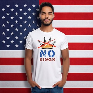 NO KINGS Shirt, Anti Authoritarian Patriotic Protest Tee