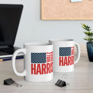 Harris Walz 2024, Democratic Ticket, American Flag, Ceramic Mug