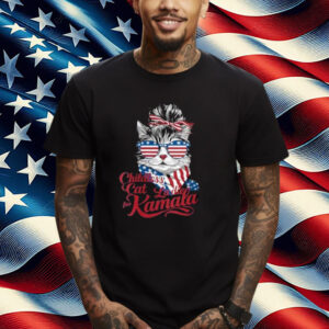 Womens Childless Cat Ladies For Kamala Messy Bun Cute Cat Owner Shirt