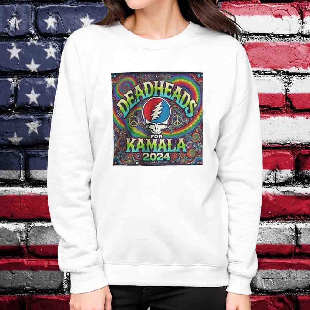 Deadheads For Kamala Harris For President 2024 Psychedelic Trippy Support Kamala Grateful Dead T-Shirt