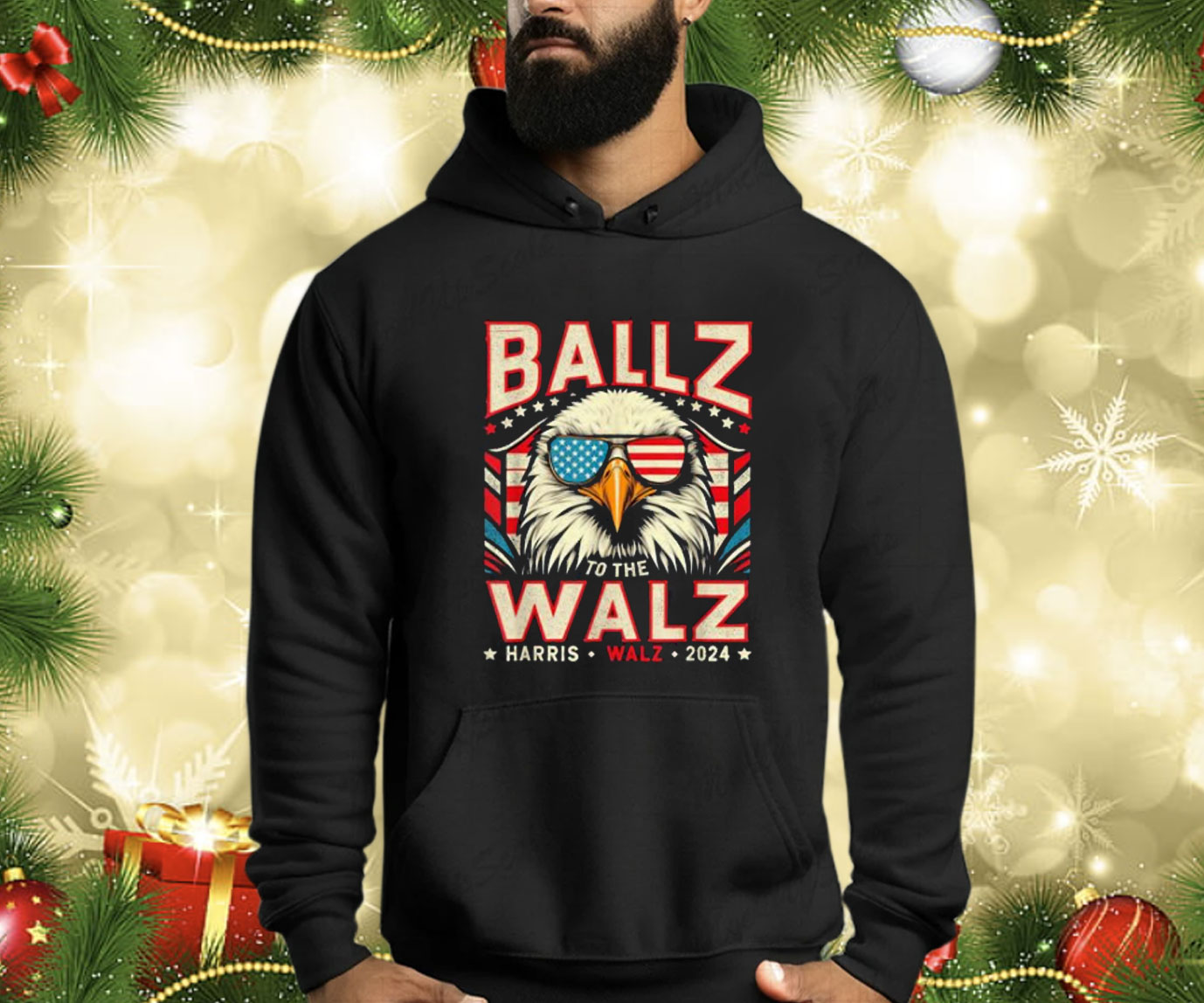 Eagle USA Flag Ballz To The Walz Harris Walz 2024 Graphic Shirt