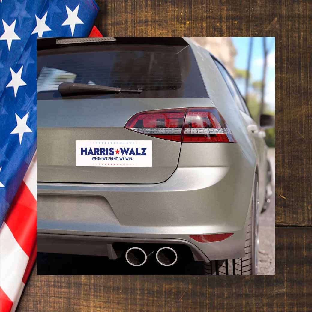Harris Walz When We Fight, We Win Car Magnet