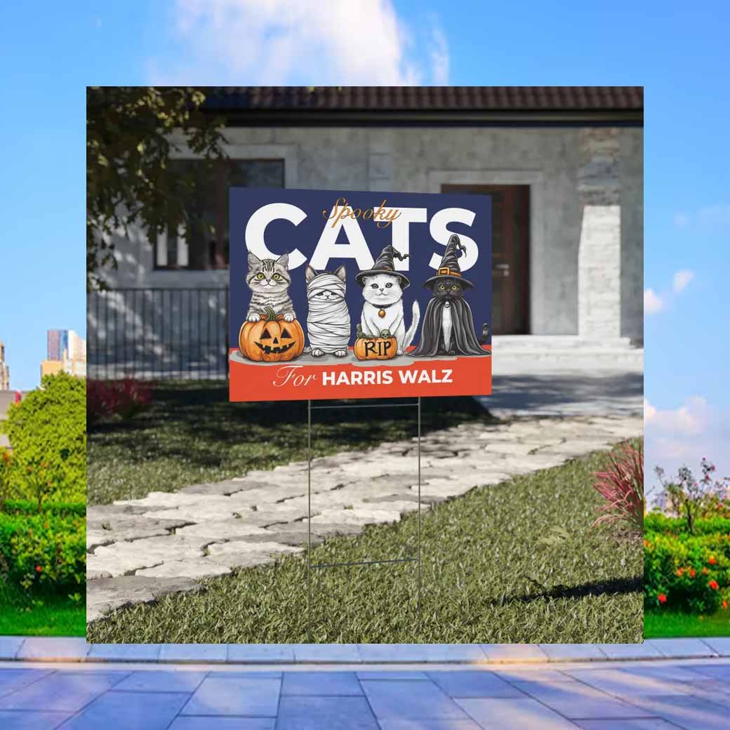 Spooky Cats For Harris Walz Yard Sign