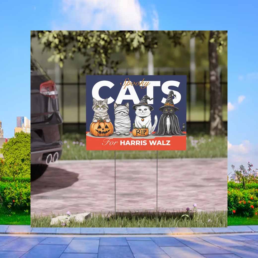 Spooky Cats For Harris Walz Yard Sign