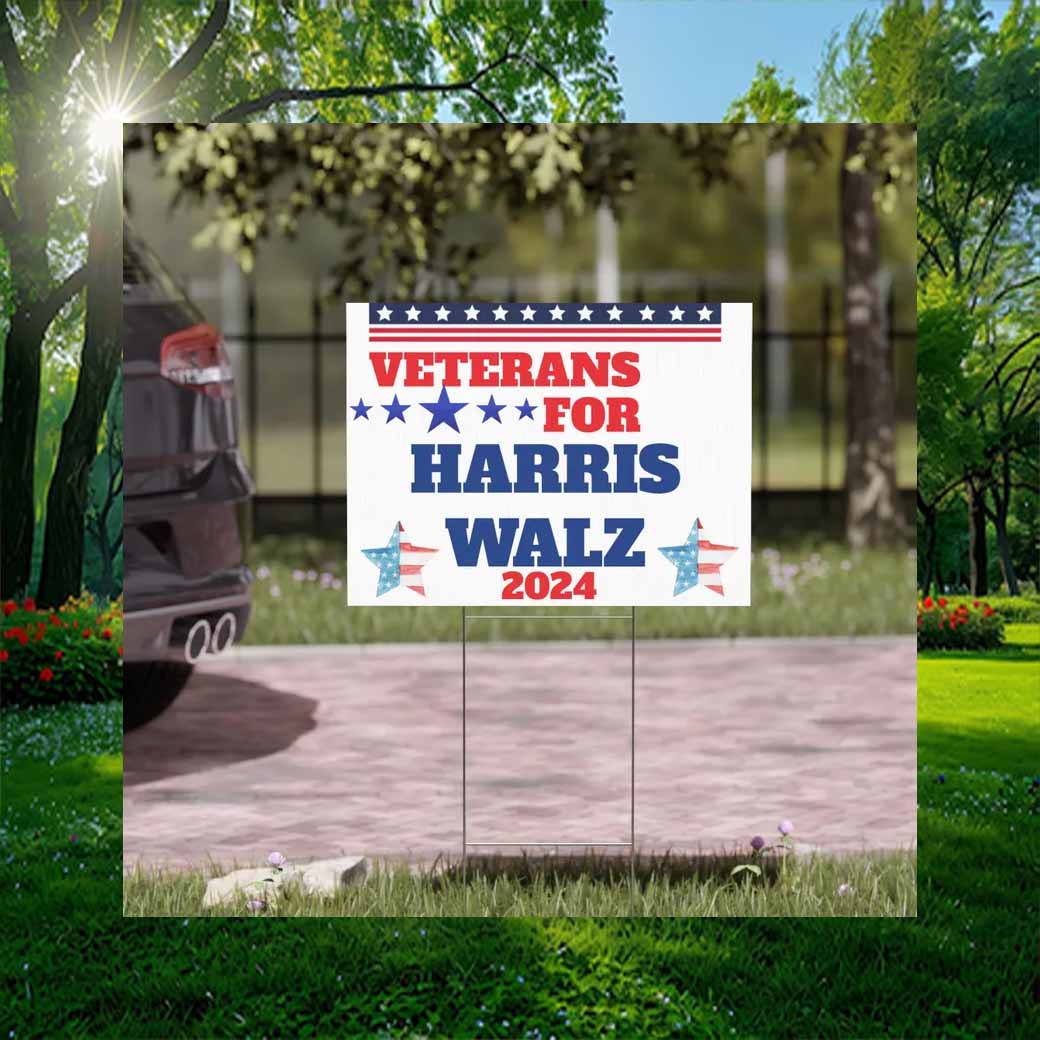 Veterans for Harris Walz 2024 Election Yard Sign
