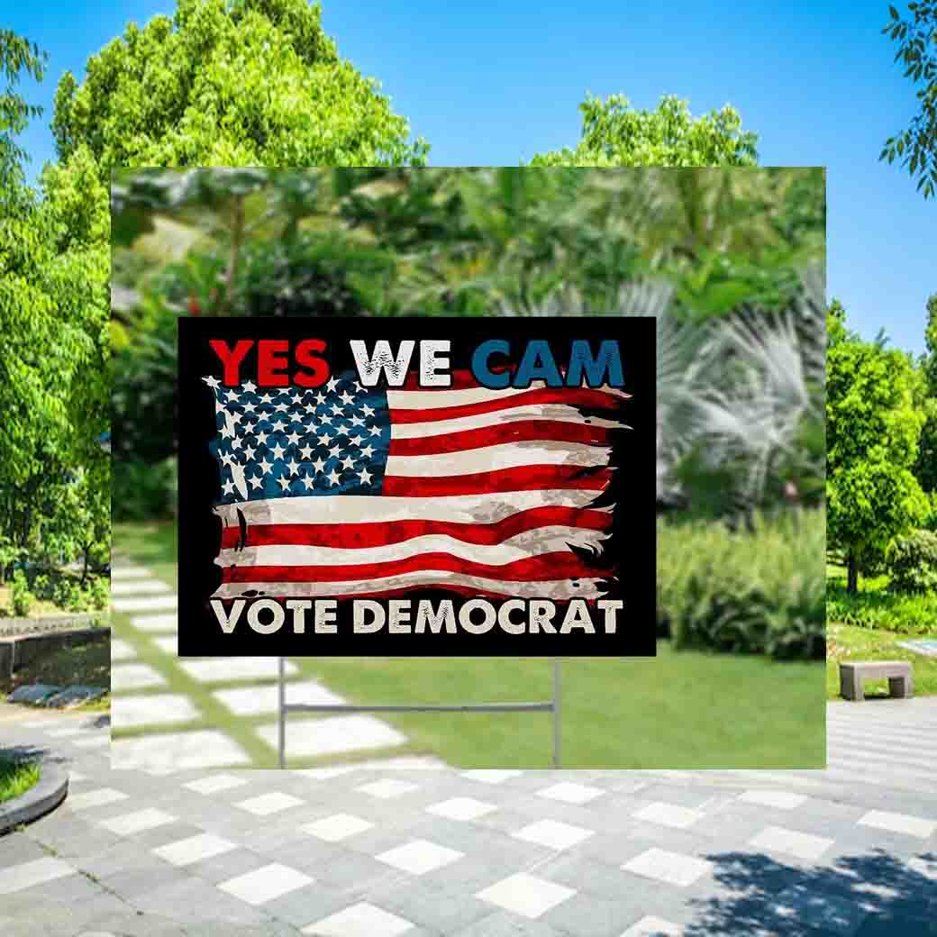 Yes We Kam Vote Domocracy Harris Walz Yard Sign