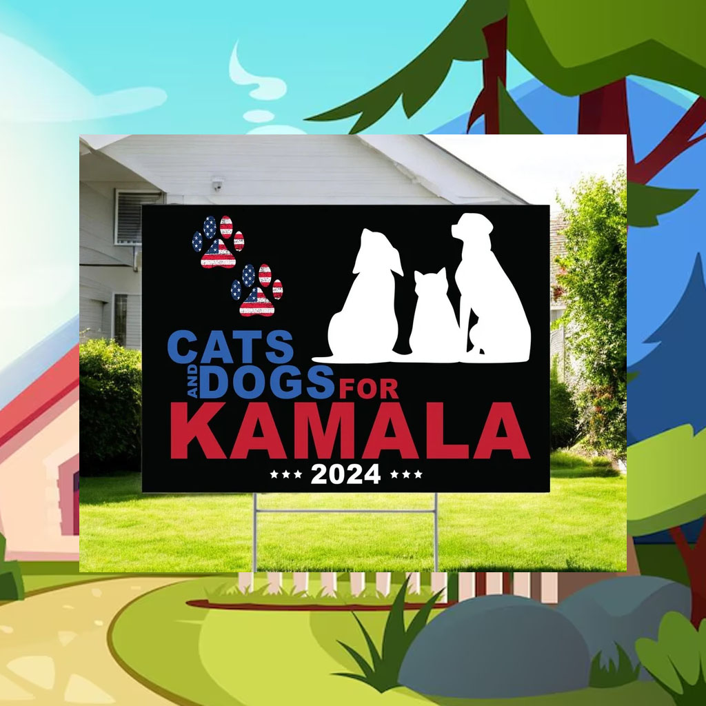 Cat and Dog for Kamala Yard Signs