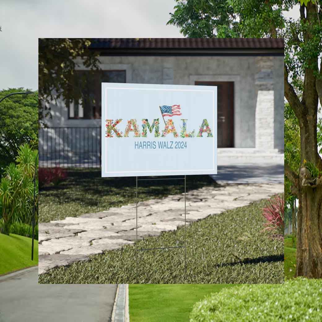 Harris Walz Floral Yard Sign