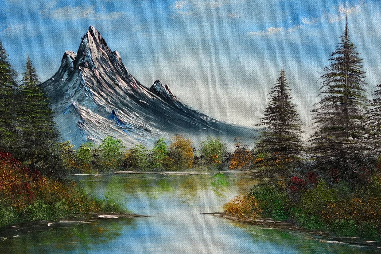 Offline USA Happy Trees Mountain Reflections, by Dan Leak