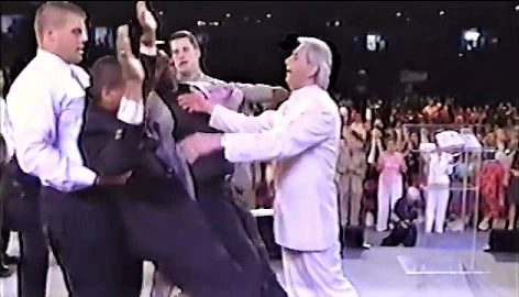 Benny Hinn and swooning audience member