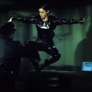 Trinitys bullet-time jumping kick