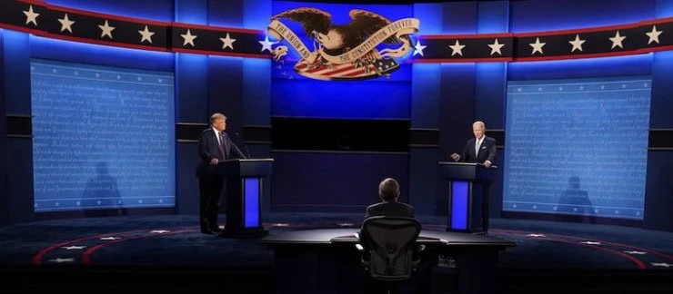 Trump, Biden, and Wallace on stage for the first 2020 presidential debate
