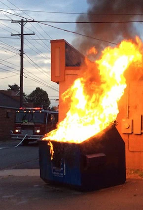 Dumpster on fire.