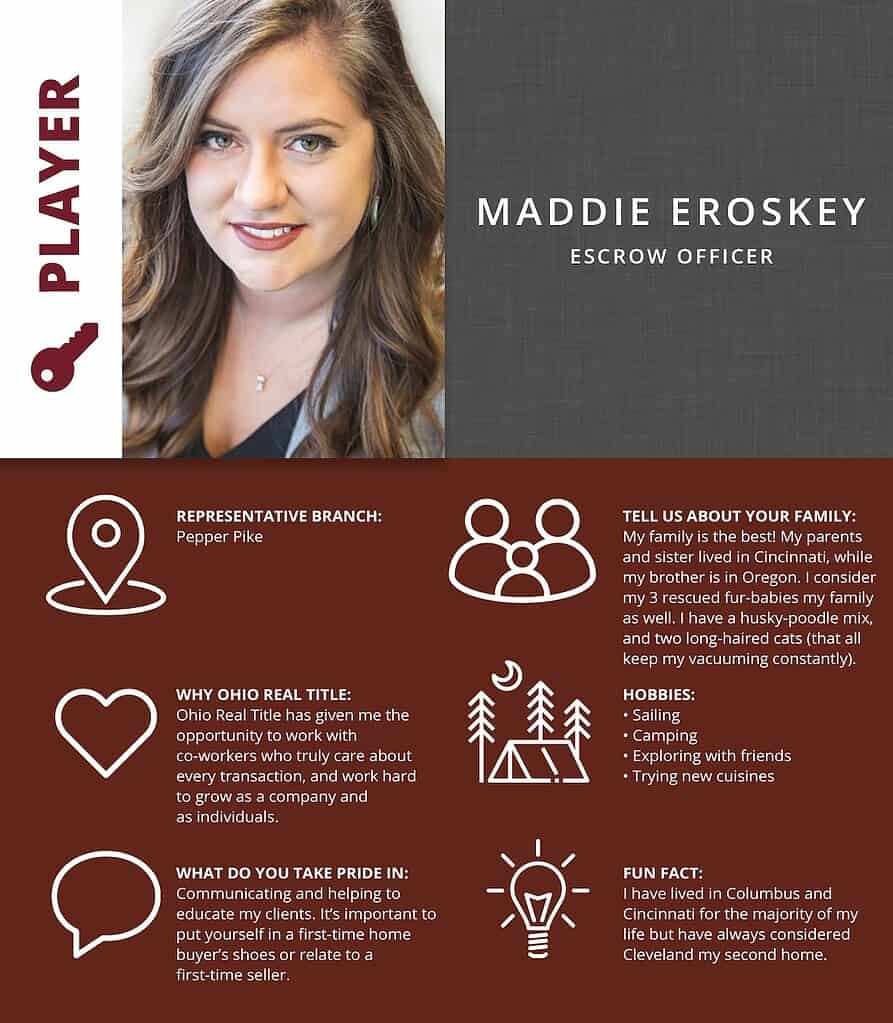 Maddie Eroskey employee spotlight infographic.