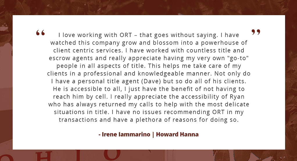 Irene Iammarino quote about working with Ohio Real Title.