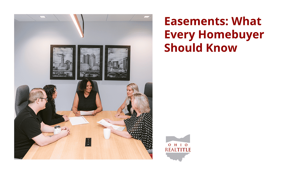 ORT professionals sitting at table next to words that say Easements