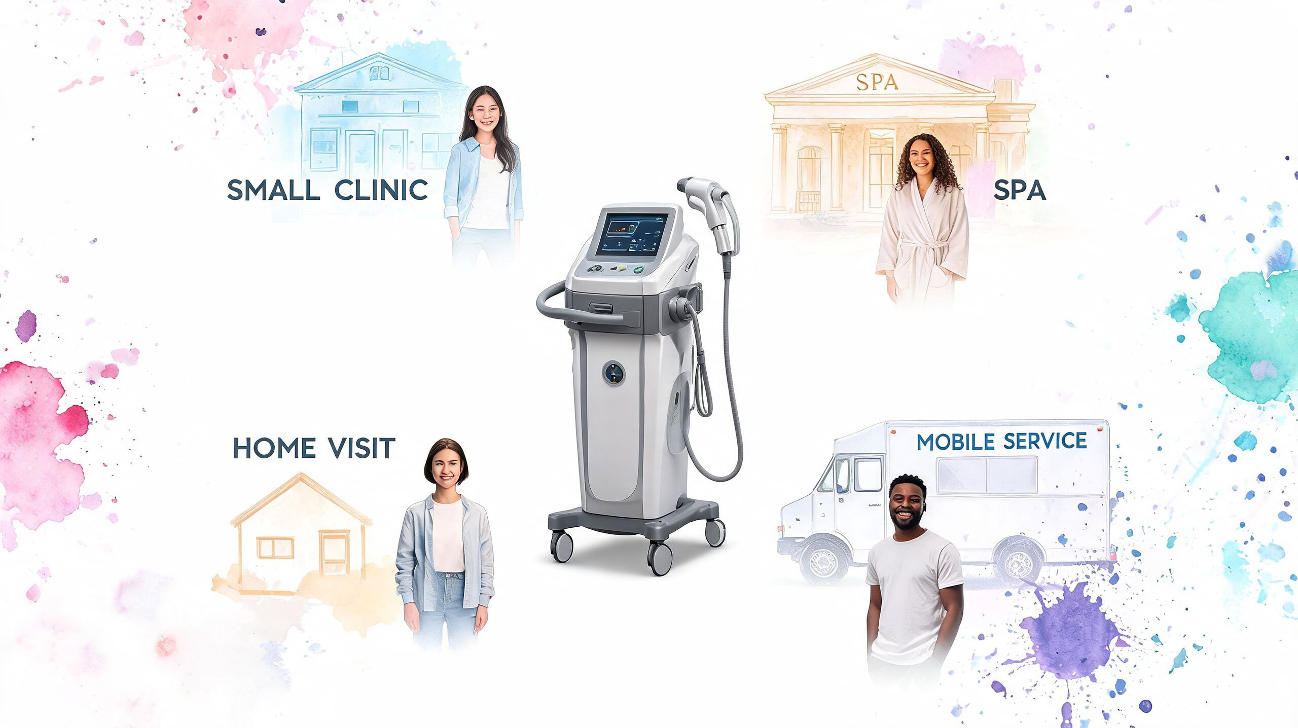 High-tech laser device for professional hair removal treatments. Suitable for clinics, spas, and mob.