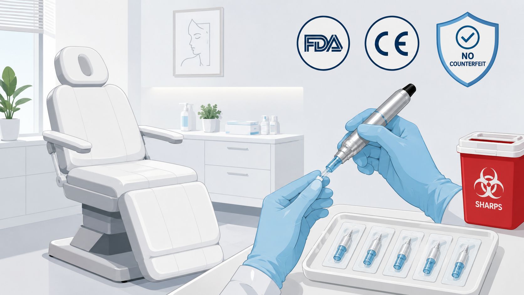 Procedimento moderno de tratamento a laser com equipamento médico e profissionais de saúde.