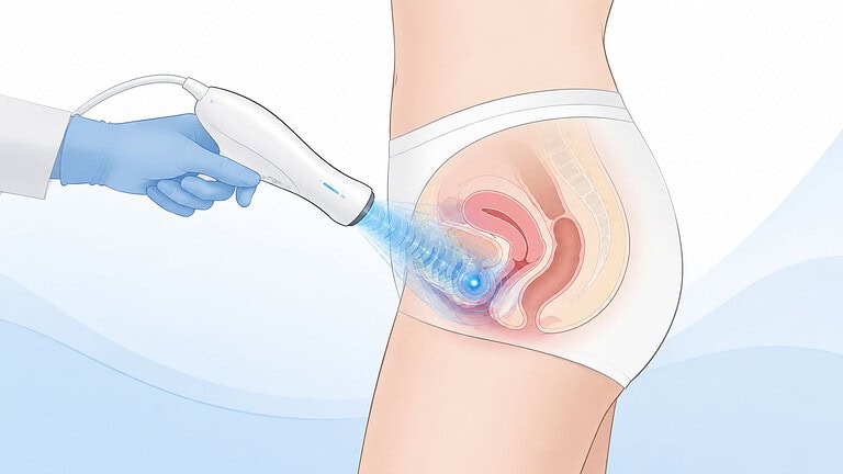 Dispositivo de terapia a laser não invasiva destinado à área pélvica, para a saúde e o bem-estar.
