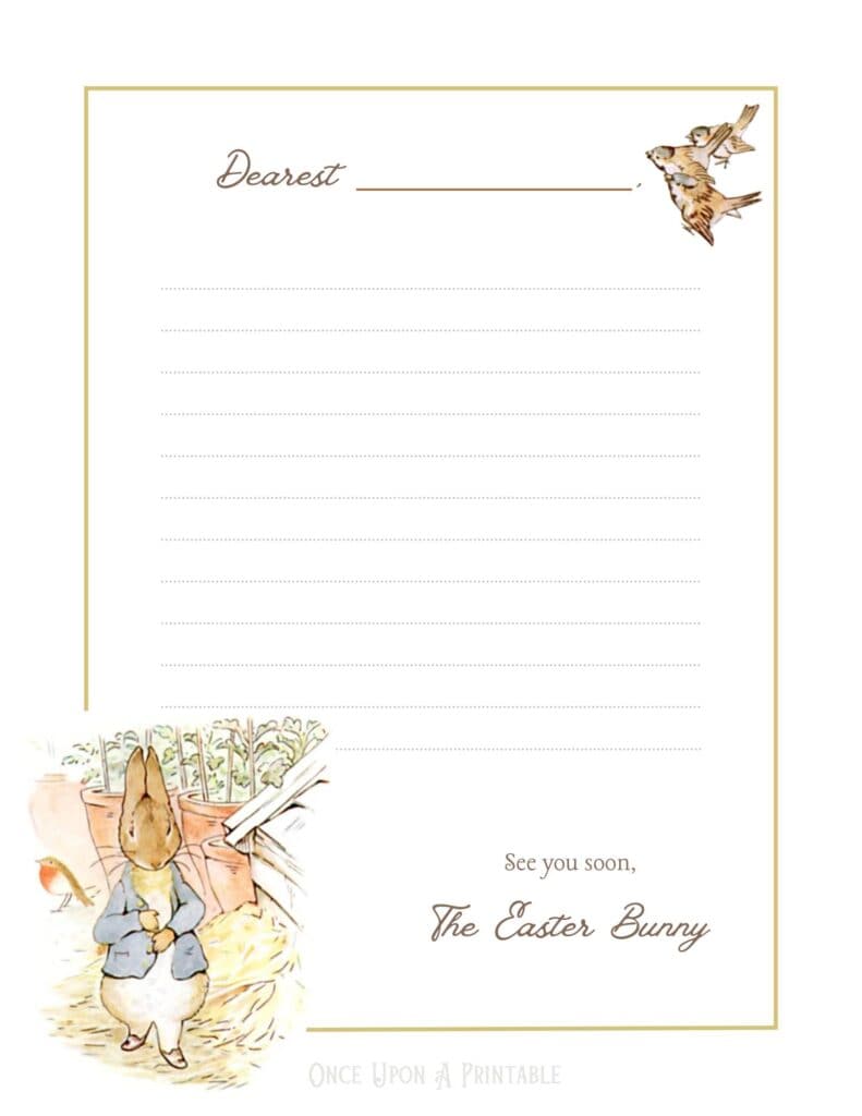 Peter Rabbit themed Easter Bunny letters blank.
