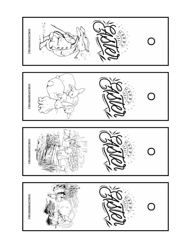 Peter Rabbit Coloring b&w Easter Bookmarks.