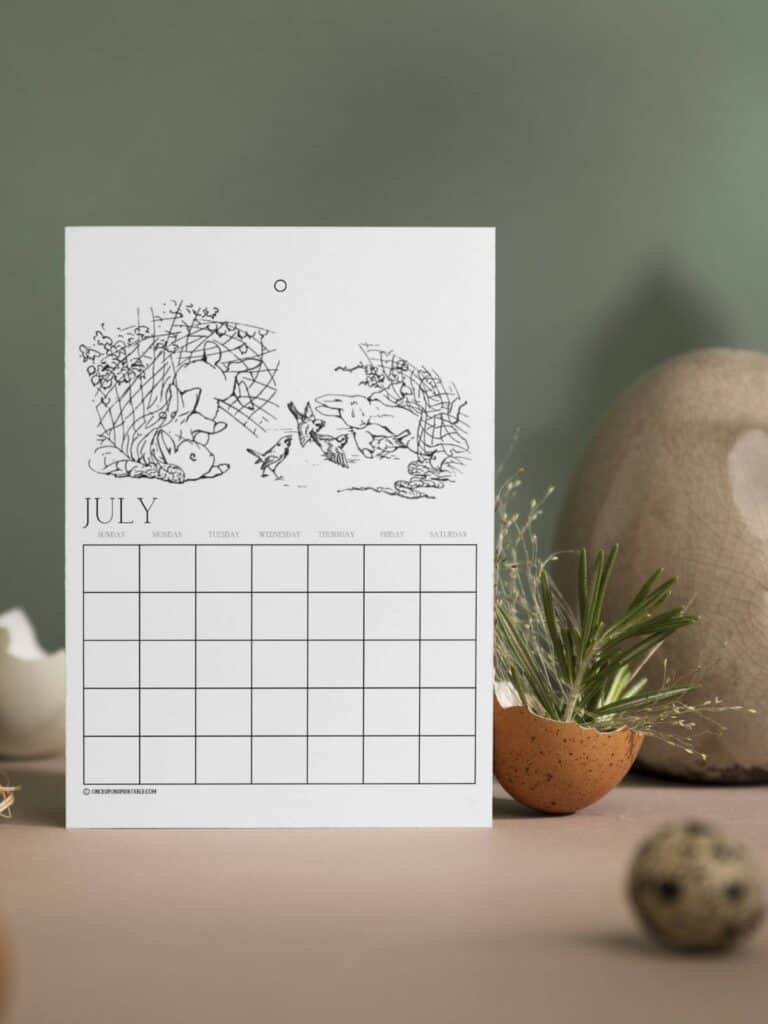 Beatrix Potter printable Calendars Peter Rabbit.