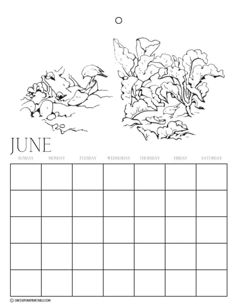 Peter Rabbit and friends illustrations by Beatrix Potter coloring page calendars for kids.