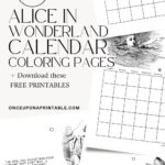 42 Alice in Wonderland Calendar coloring pages free download pinterest pin.