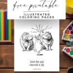 Johnny Crow's Garden coloring pages with coloring pencils and crayons.