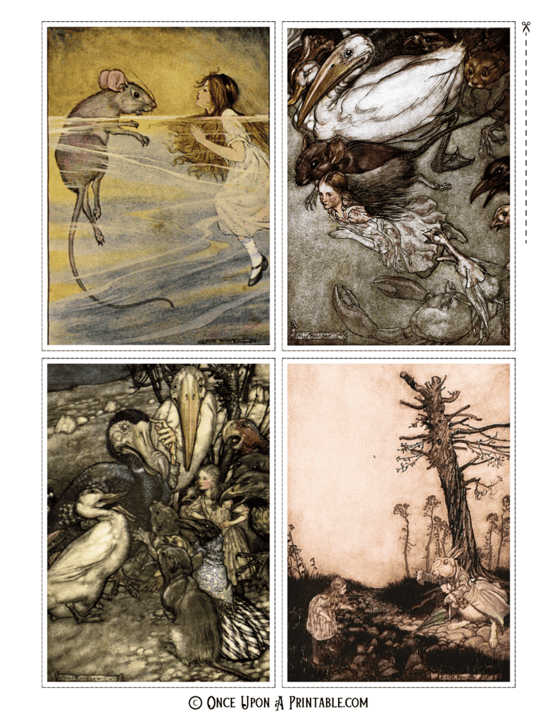 Alice in Wonderland illustrations by Arthur Rackham.