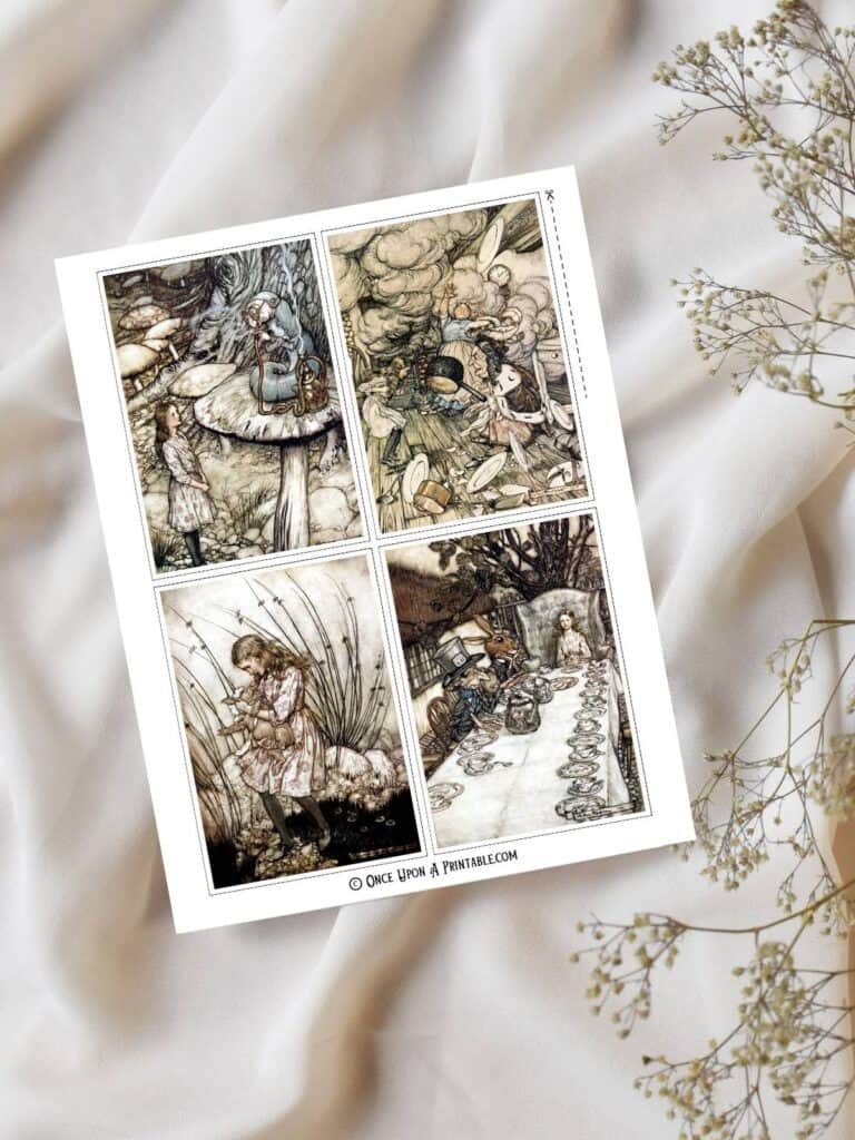 Alice in Wonderland illustrations by Arthur Rackham.