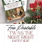 Twas the Night Right before Christmas exchange game printables with lovely watercolor illustration on the front cover and Arthur Rackham black and white illustrations through-out.