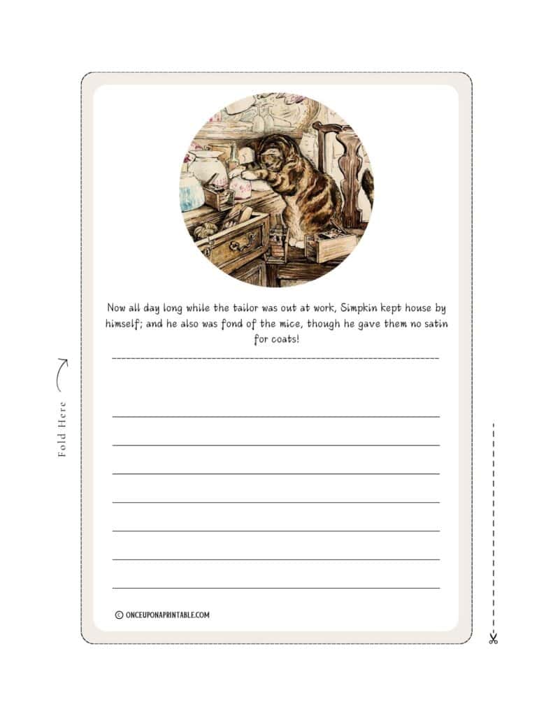 Stationary featuring the original illustrations of Beatrix Potter's "The tailor of Gloucester".