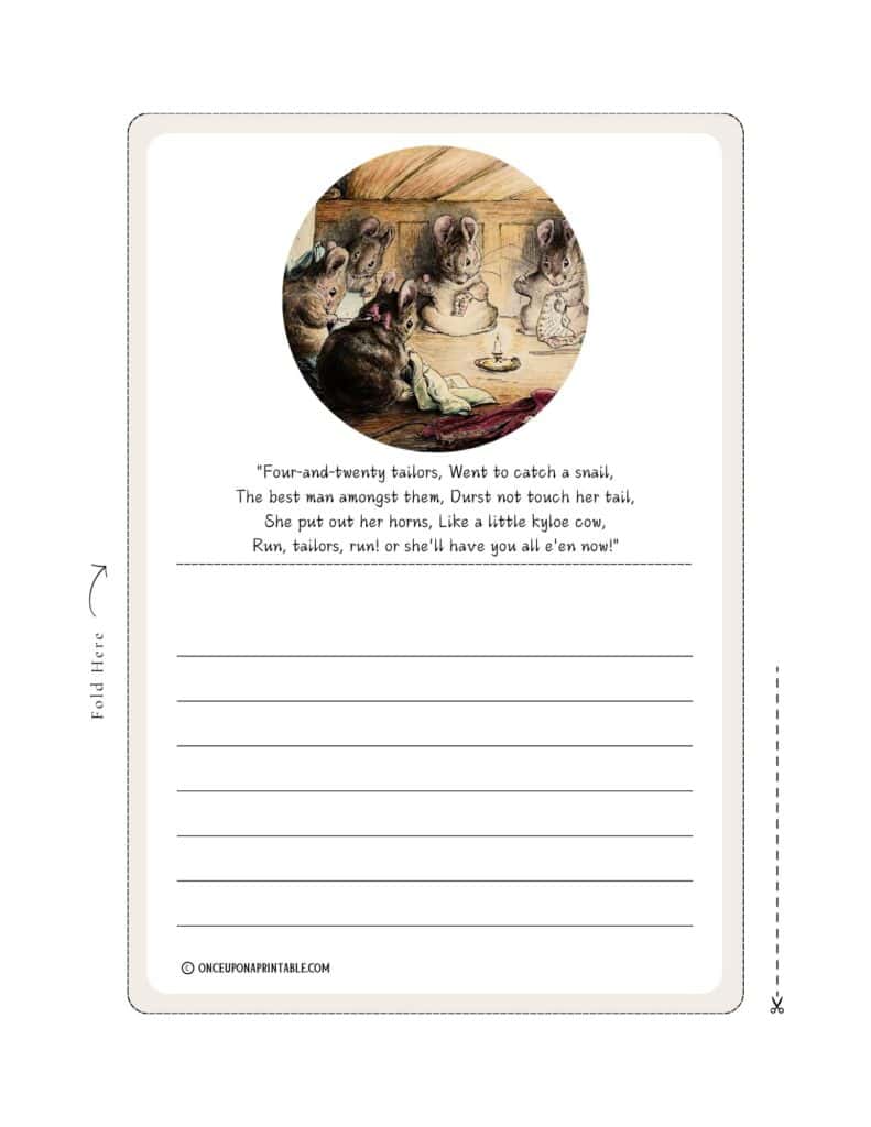 Stationary featuring the original illustrations of Beatrix Potter's "The tailor of Gloucester".