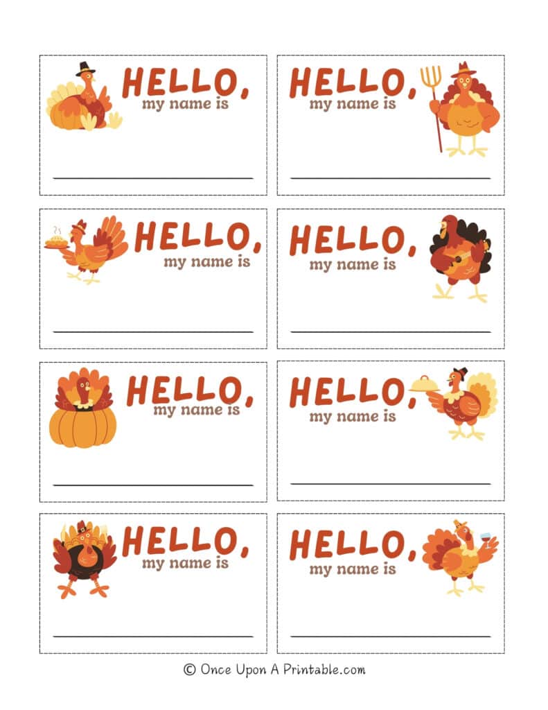 What's your turkey name? game printables with fun bright turkey graphics.