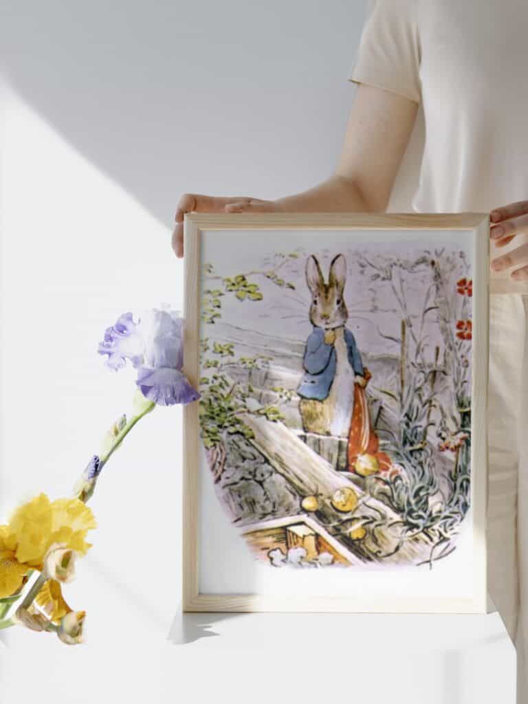 Beatrix Potter's framed Peter Rabbit illustration from the story of benjamin bunny.