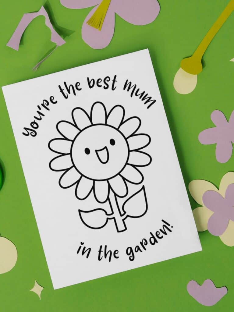 Best mum in the garden, coloring card for Mother's day.