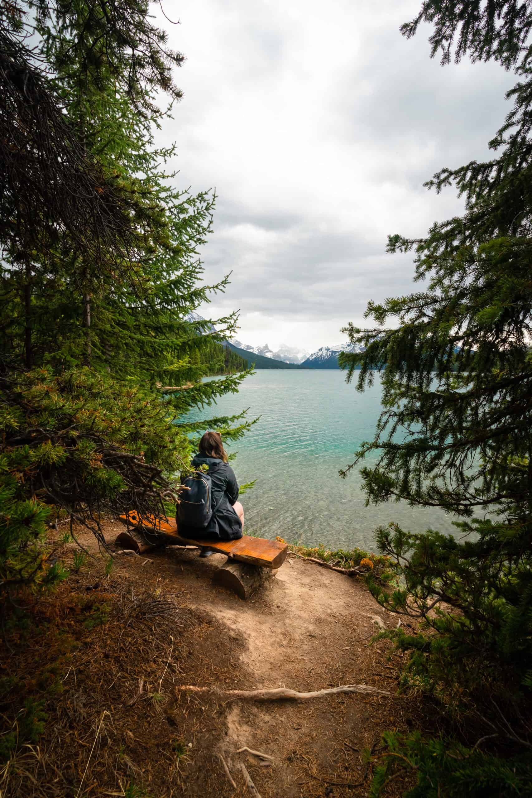 Sher taking in the views at Maligne Lake