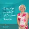 A woman in a floral dress stands smiling next to text that reads, “A message on behalf of Dr Sara Watkin,” highlighting Clinic Closure Discovery Day, with the Optimal Healthcare logo below.