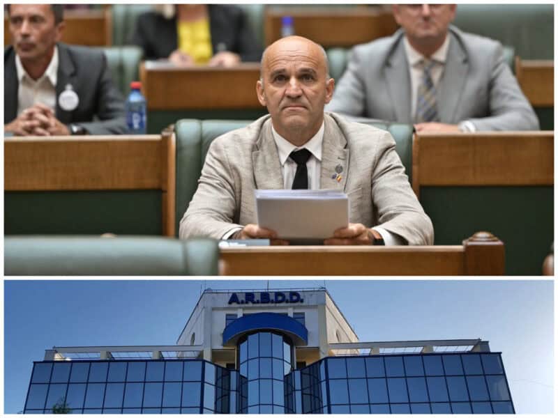 Imagine politică și administrativ în Tulcea, reprezentată de sedii legislative și clădiri de birouri moderne.
