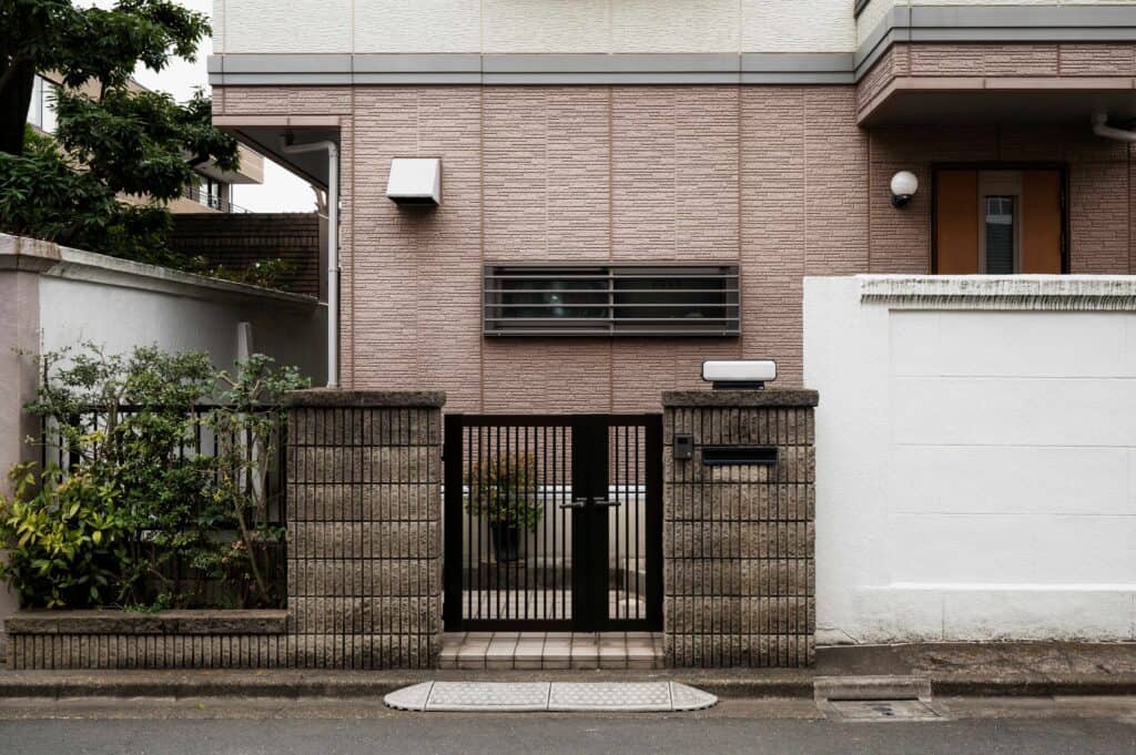 japanese culture house entrance with fence